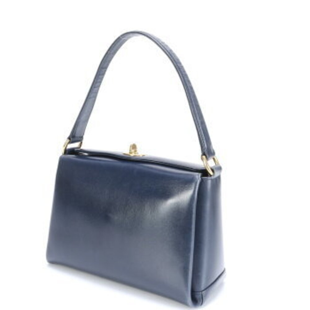 Gucci leather bag handbag turnlock Blue Navy tote